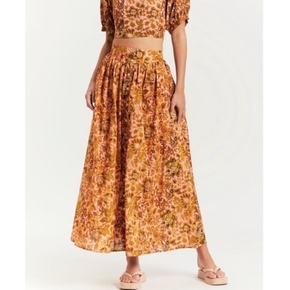 NWT Kinga Csilla x Free People Antique Floral Button Midi Maxi Skirt - Picture 1 of 7